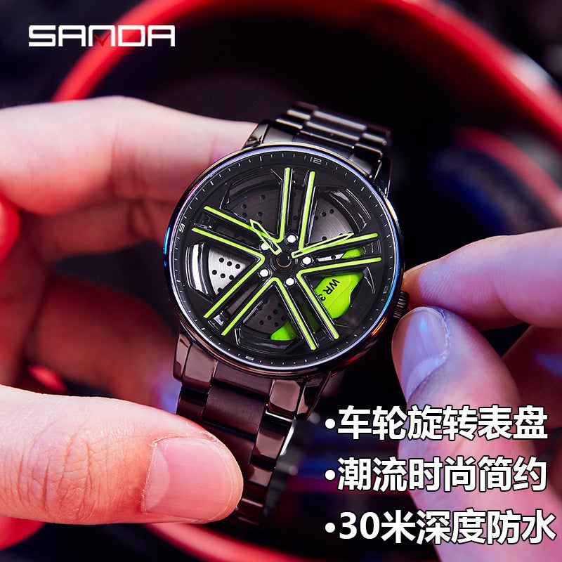 Sanda Quartz Men'S Watch Casual Leather Strap Creative Personality Hollow Rotating Solid Steel Band Men'S Wristwatch - Image 2